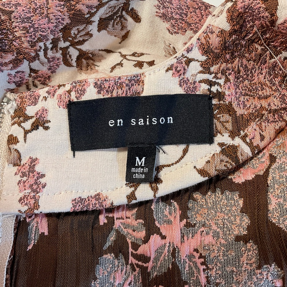 Anthropologie En Saison My World Blush Pink Floral Print Jacquard Mini D… - Picture 9 of 10